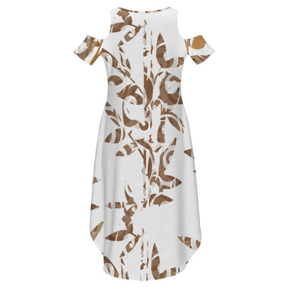 Cold Shoulder Long Split Dress with Pocket Dress