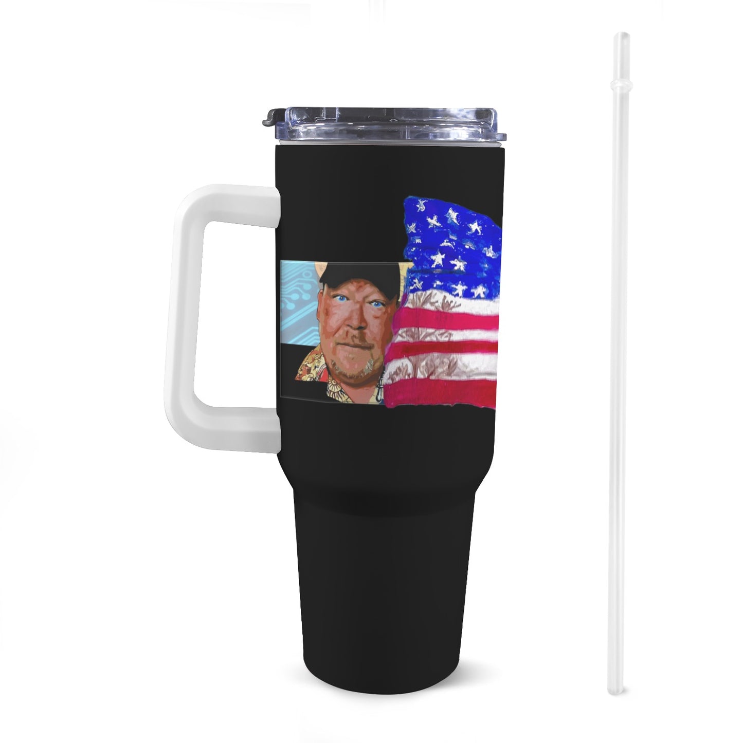 Bitcoin Ben 3 Clubs Patriotic 40 Oz Tumbler with Handle