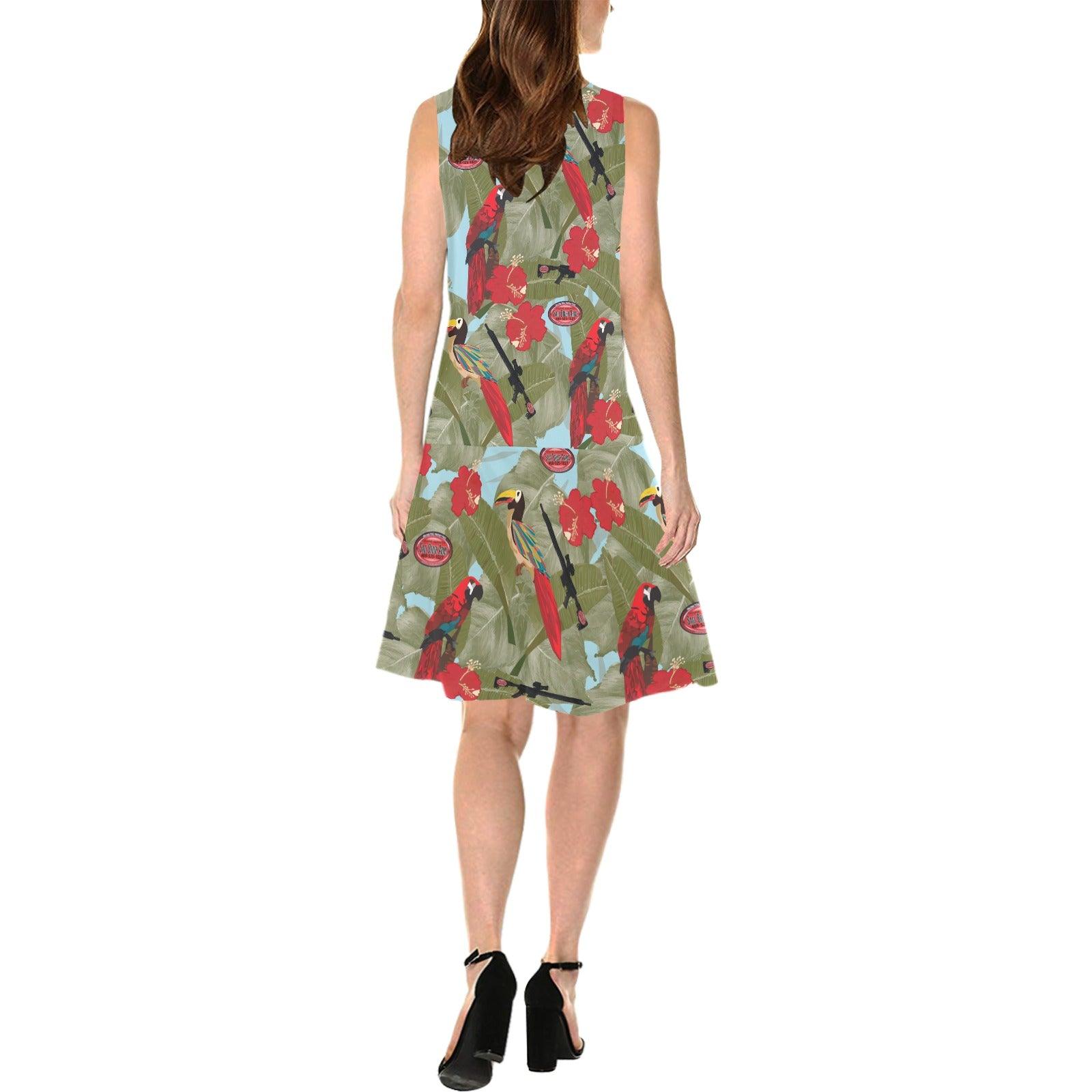 Sage Brush Arms Ladies' Shift Sleeveless Dress (Model D17) - Miniaday Designs, LLC.