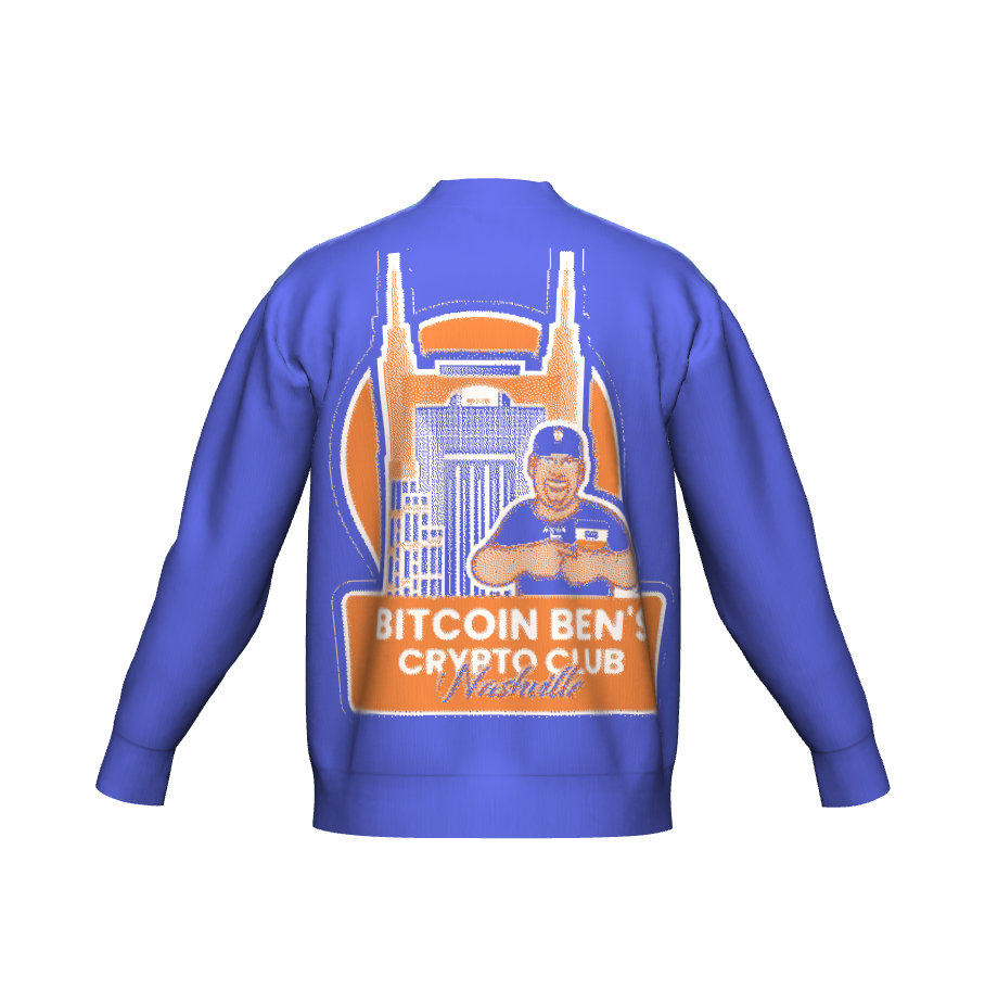 Bitcoin Ben Crypto Nashville Club Blue Knitted Cardigan