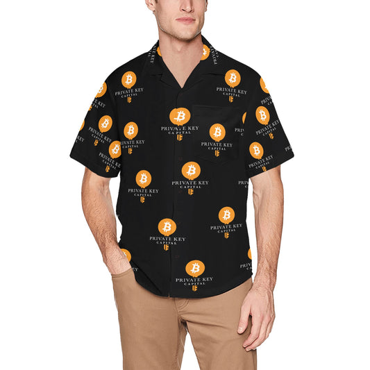 BBCC Private Key Bank Black Hawaiian Shirt Hawaiian Shirt with Chest Pocket