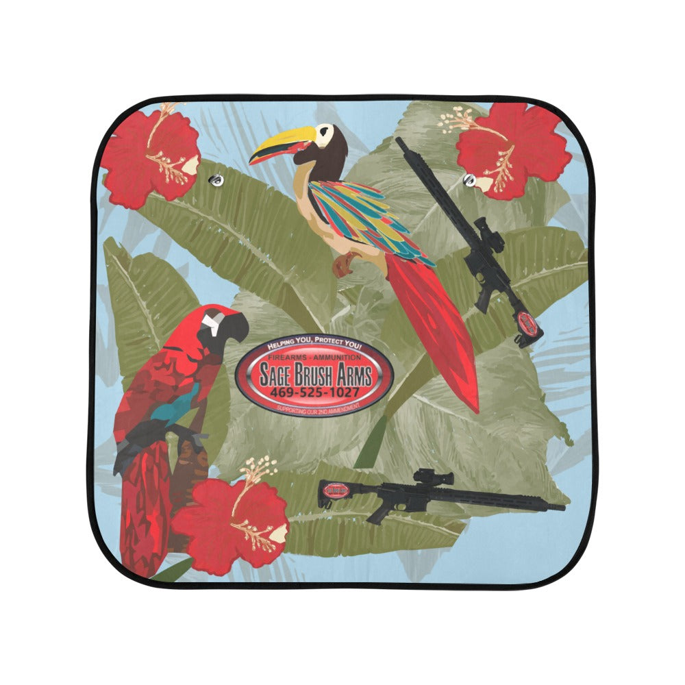 Sage Brush Arms Window Protection Car Sun Shade 28"x28"x2pcs Grey Blue Background - Miniaday Designs, LLC.