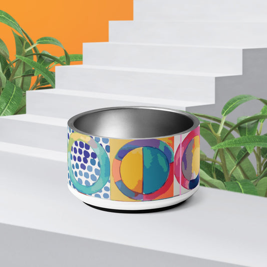 Vibrant Circle Mosaic Collection by Miniaday Designs, LLC. Pet bowl - Miniaday Designs, LLC.
