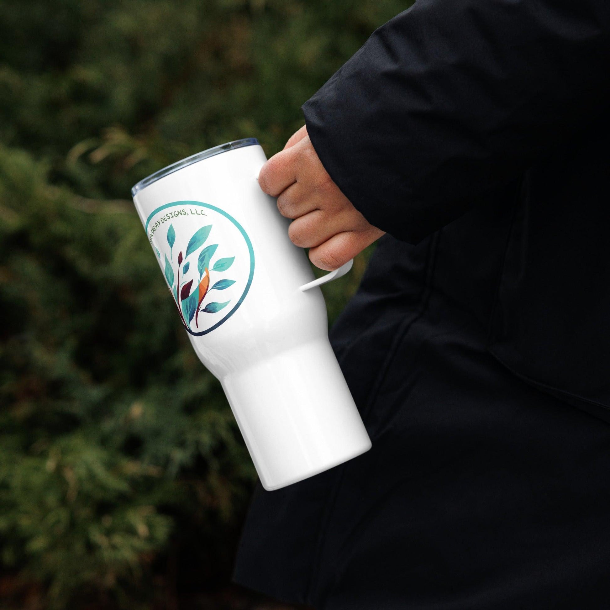 Miniaday Designs LOGO Travel mug with a handle - Miniaday Designs, LLC.