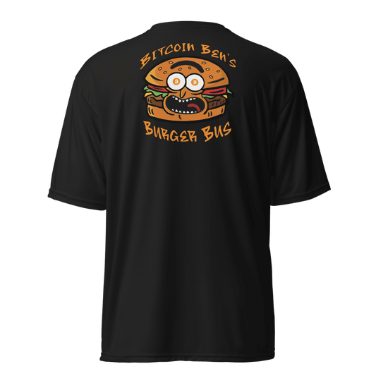 Miniaday Designs Bitcoin Ben Crypto Club Burger Bus LOGO Unisex Performance Crew Neck T-Shirt - Miniaday Designs, LLC.
