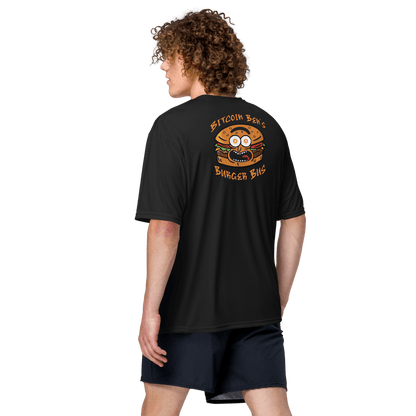 Miniaday Designs Bitcoin Ben Crypto Club Burger Bus LOGO Unisex Performance Crew Neck T-Shirt - Miniaday Designs, LLC.
