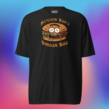 Miniaday Designs Bitcoin Ben Crypto Club Burger Bus LOGO Unisex Performance Crew Neck T-Shirt - Miniaday Designs, LLC.