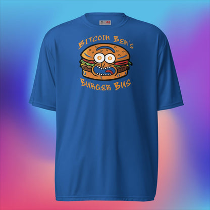 Miniaday Designs Bitcoin Ben Crypto Club Burger Bus LOGO Unisex Performance Crew Neck T-Shirt - Miniaday Designs, LLC.