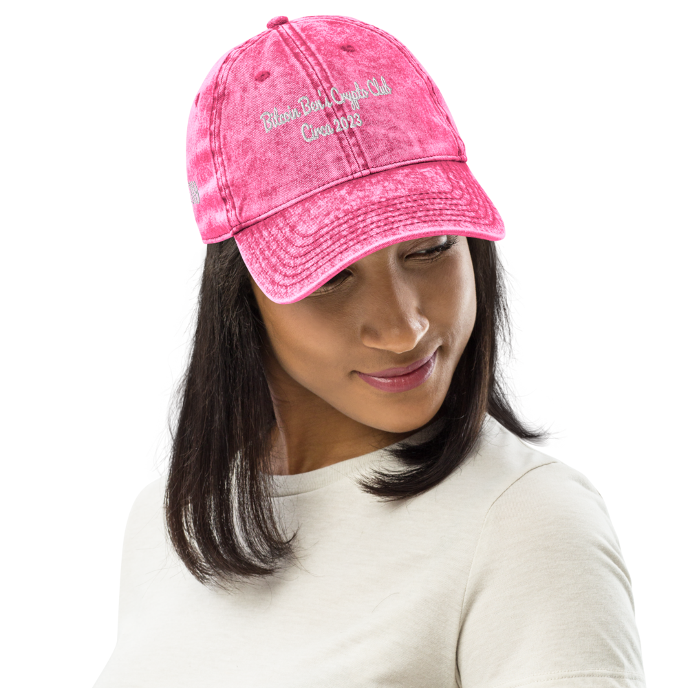 Bitcoin Ben Est Hat Pacifio (Popular Script Font) Vintage Cotton Twill Cap