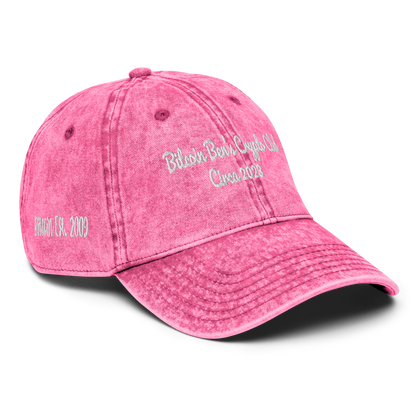 Bitcoin Ben Est Hat Pacifio (Popular Script Font) Vintage Cotton Twill Cap