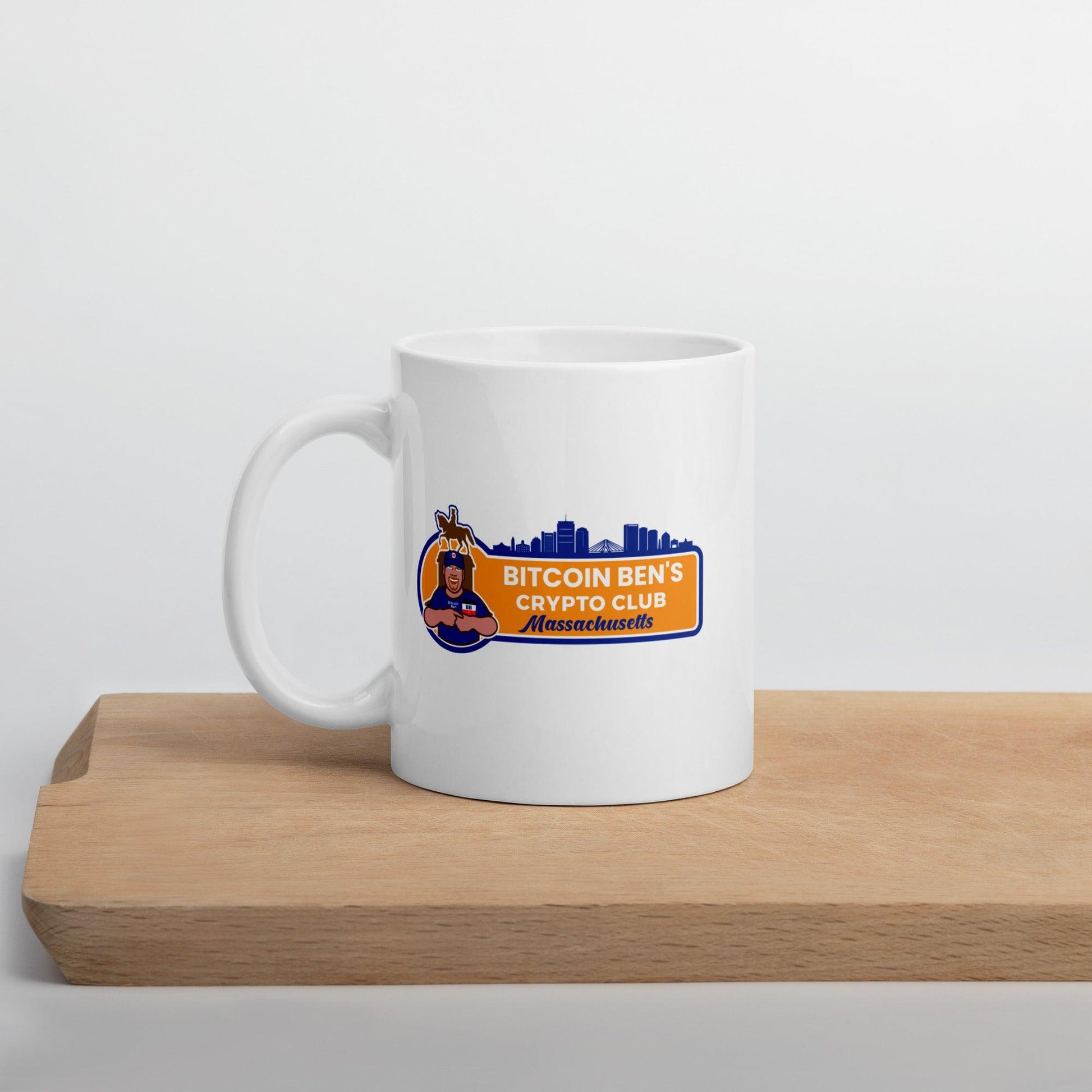 Bitcoin Ben Mass Club White Glossy Mug FREE SHIPPNG for BULK ORDER - Miniaday Designs, LLC.