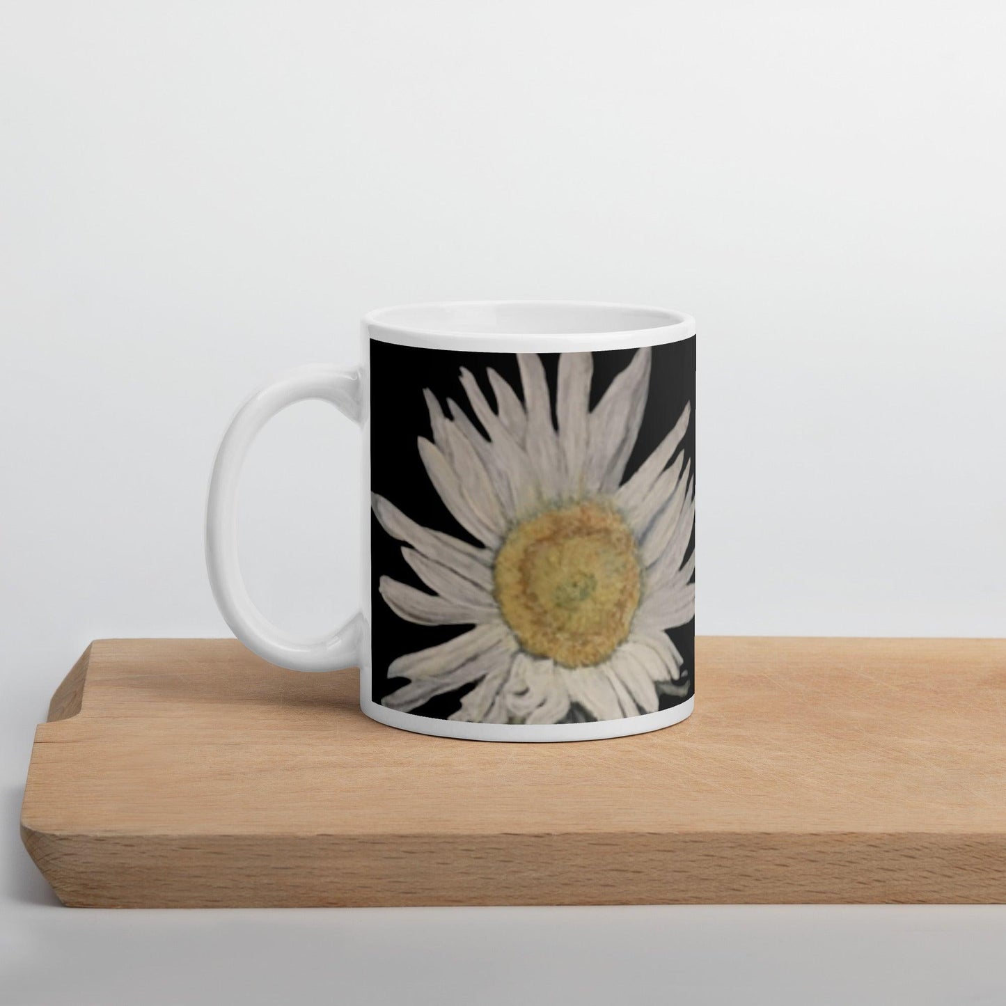 Daisy Reflection on Black White Mug Signed FREE SHIPPING for BULK ORDERS - Miniaday Designs, LLC.