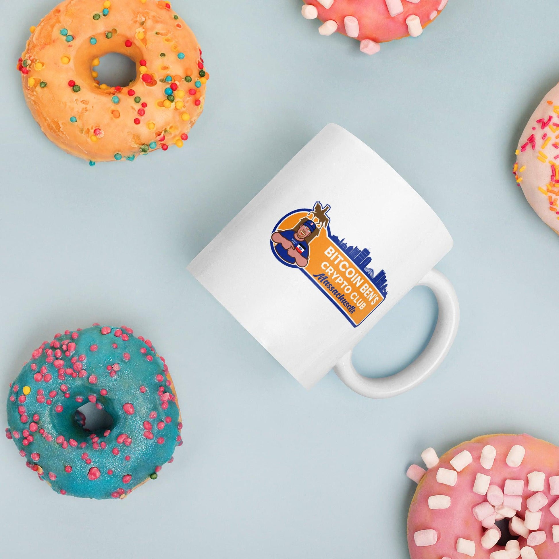 Bitcoin Ben Mass Club White Glossy Mug FREE SHIPPNG for BULK ORDER - Miniaday Designs, LLC.