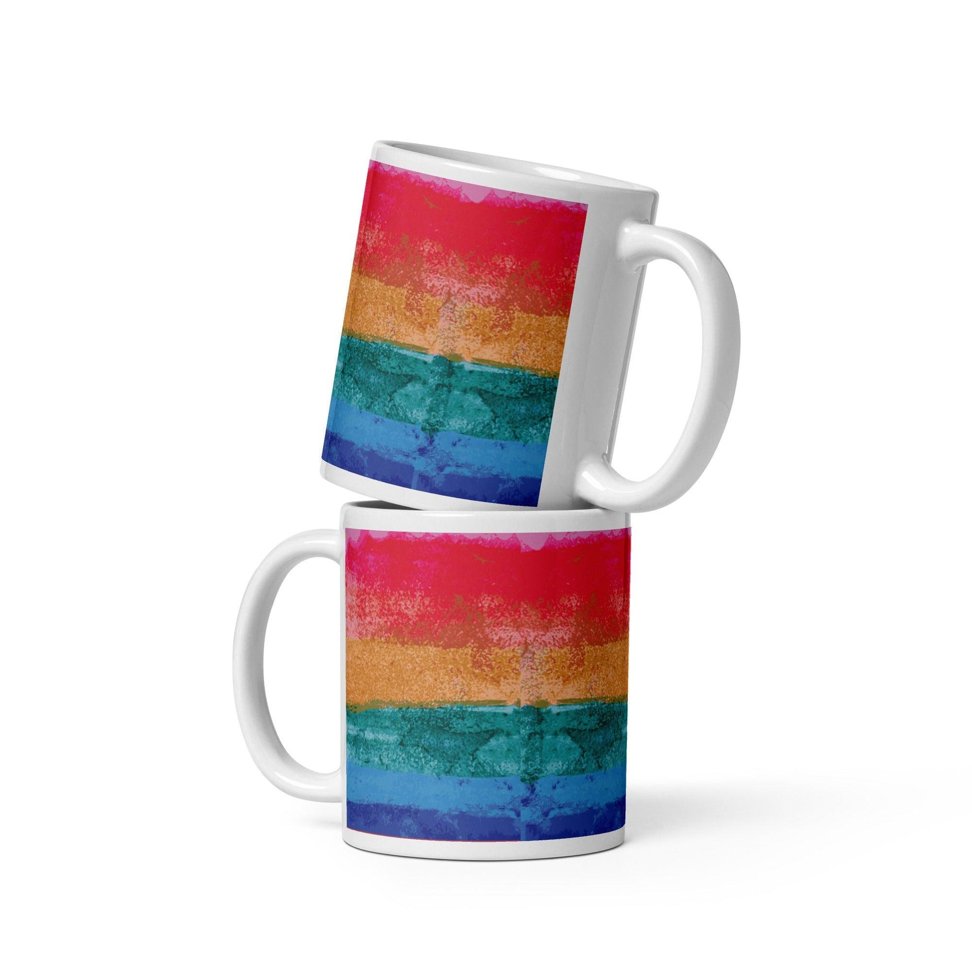 Daphne's Rainbow Surprise by Young Artist White Glossy Mug FREESHIPPING for Bulk Orders Available - Miniaday Designs, LLC.