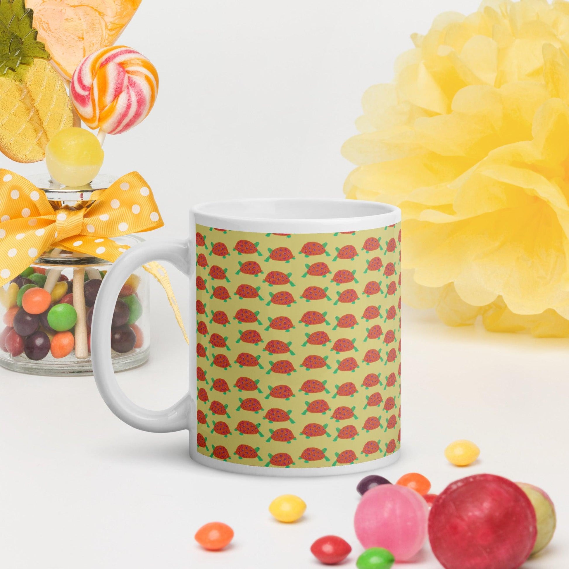 The Turtle Brigade White Glossy Mug FREE SHIPPING Available for Bulk Orders - Miniaday Designs, LLC.
