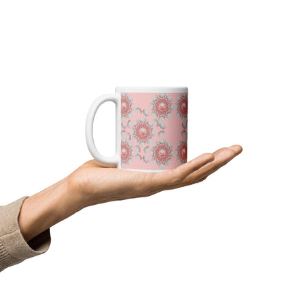 Pink Lotus Blossom White Glossy Mug FREE SHIPPING is Available for Bulk Orders - Miniaday Designs, LLC.