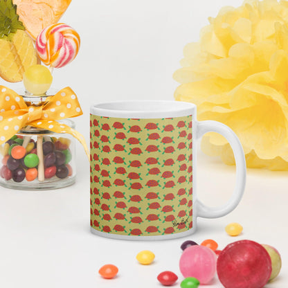The Turtle Brigade White Glossy Mug FREE SHIPPING Available for Bulk Orders - Miniaday Designs, LLC.