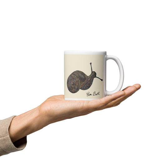 Watercolor Snail White Mug Signed FREE SHIPPING for BULK ORDERS - Miniaday Designs, LLC.