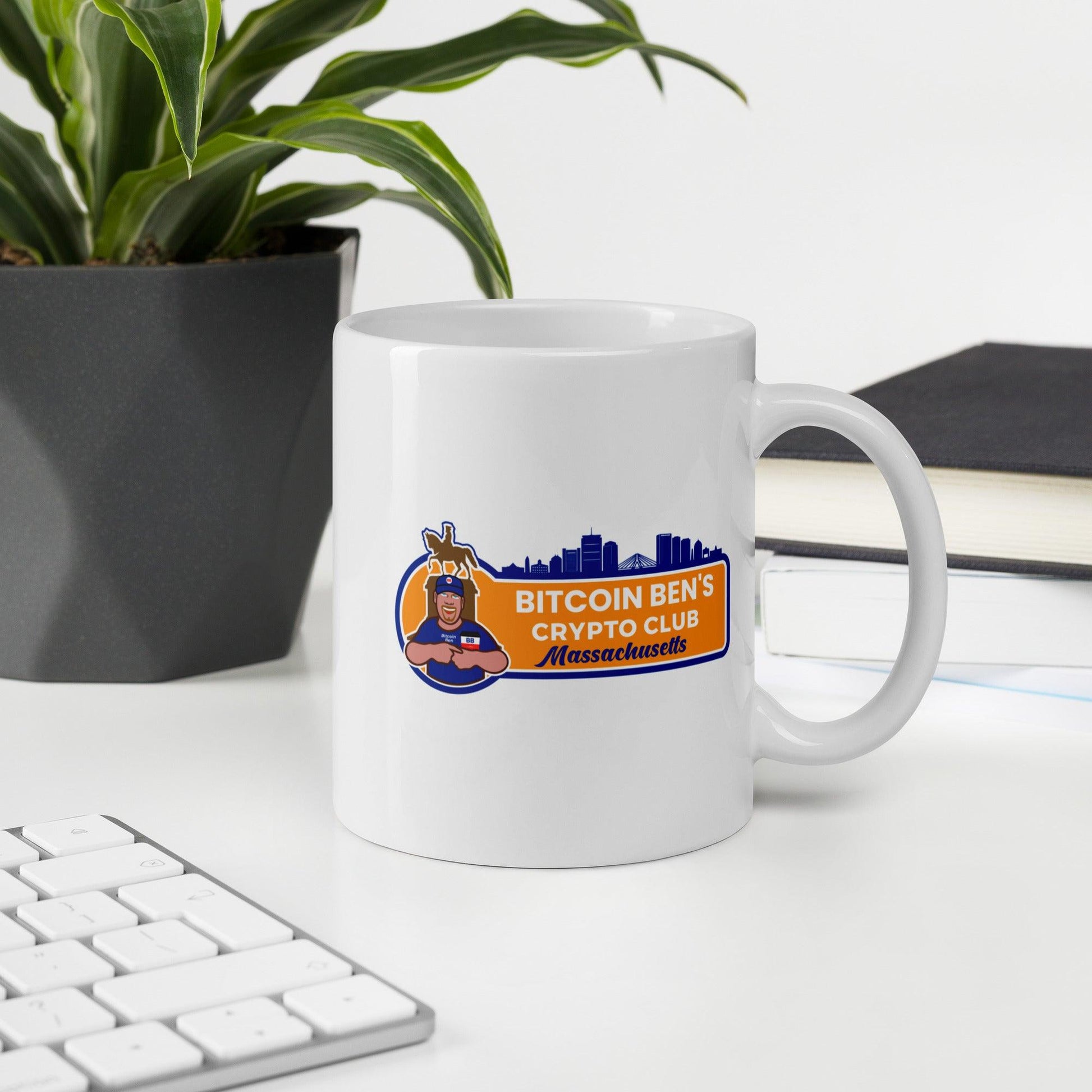 Bitcoin Ben Mass Club White Glossy Mug FREE SHIPPNG for BULK ORDER - Miniaday Designs, LLC.