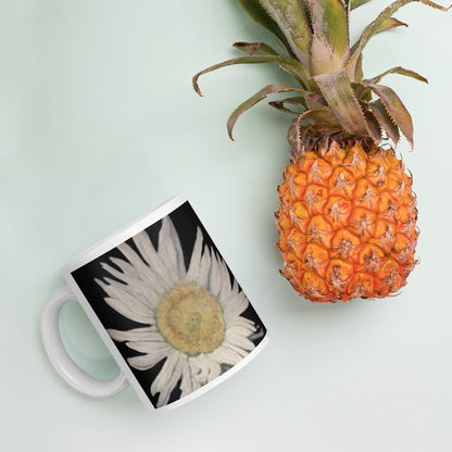 Daisy Reflection on Black White Mug Signed FREE SHIPPING for BULK ORDERS - Miniaday Designs, LLC.