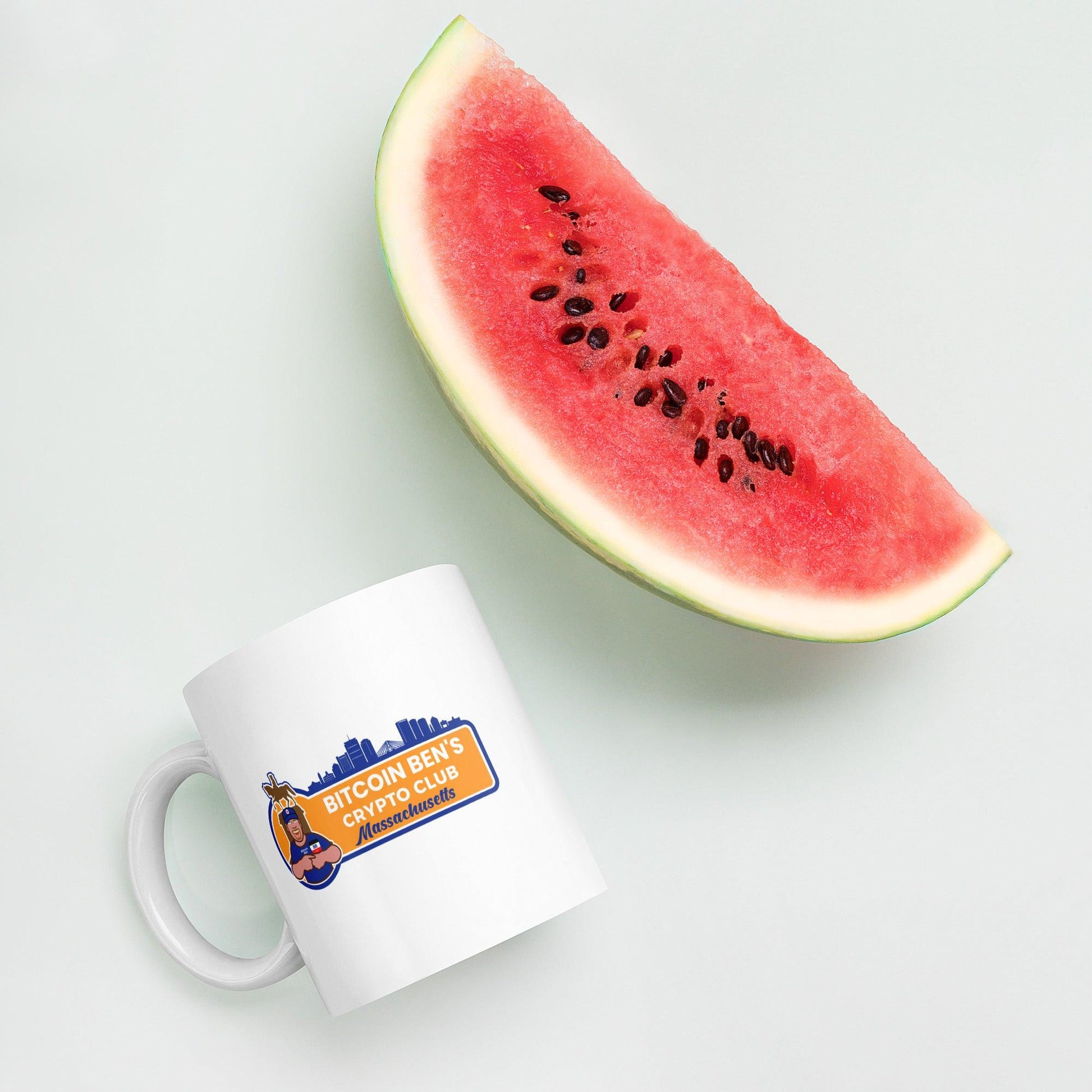 Bitcoin Ben Mass Club White Glossy Mug FREE SHIPPNG for BULK ORDER - Miniaday Designs, LLC.