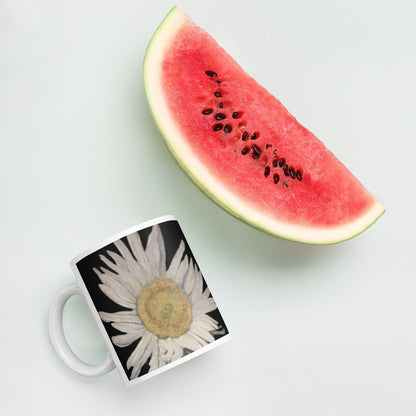 Daisy Reflection on Black White Mug Signed FREE SHIPPING for BULK ORDERS - Miniaday Designs, LLC.