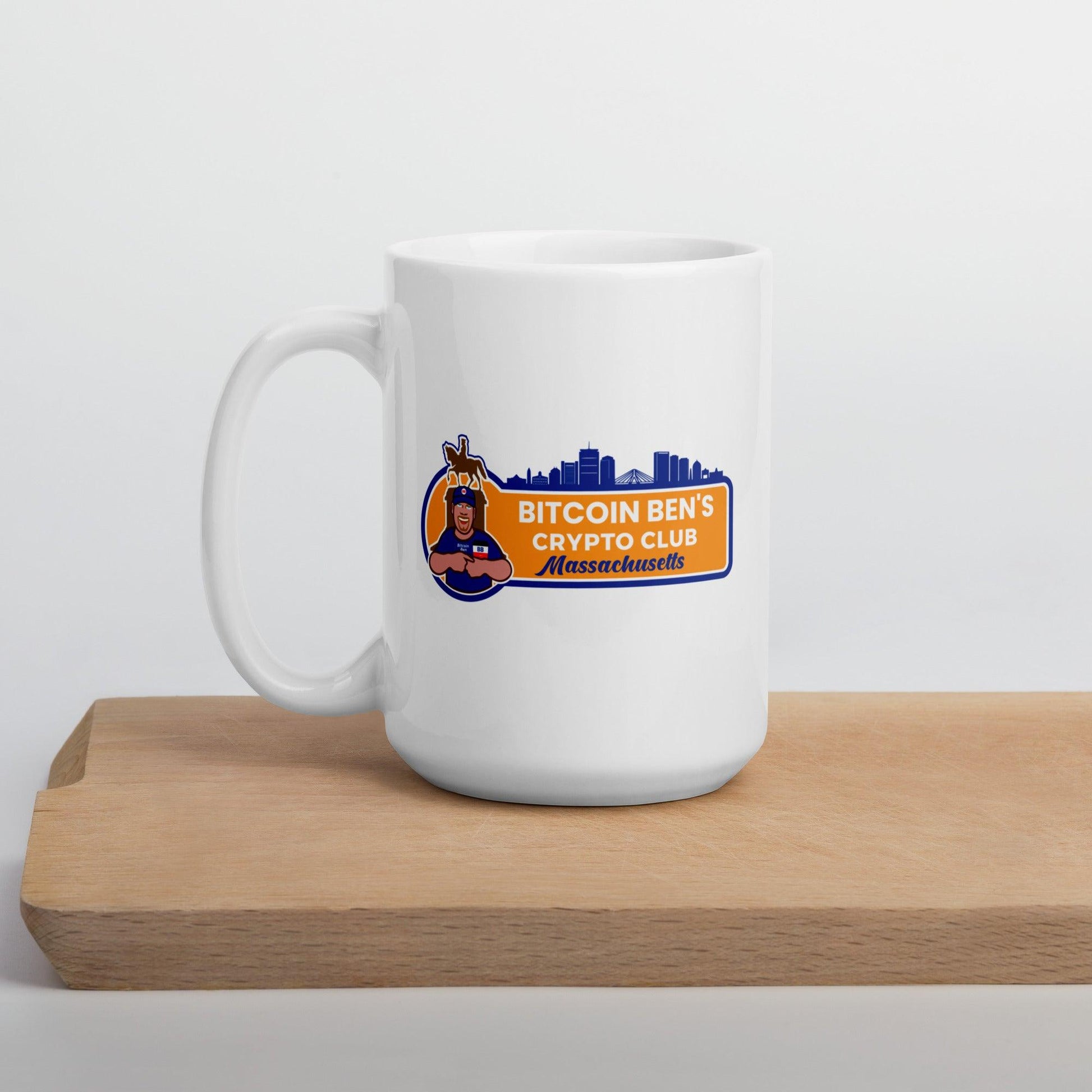 Bitcoin Ben Mass Club White Glossy Mug FREE SHIPPNG for BULK ORDER - Miniaday Designs, LLC.