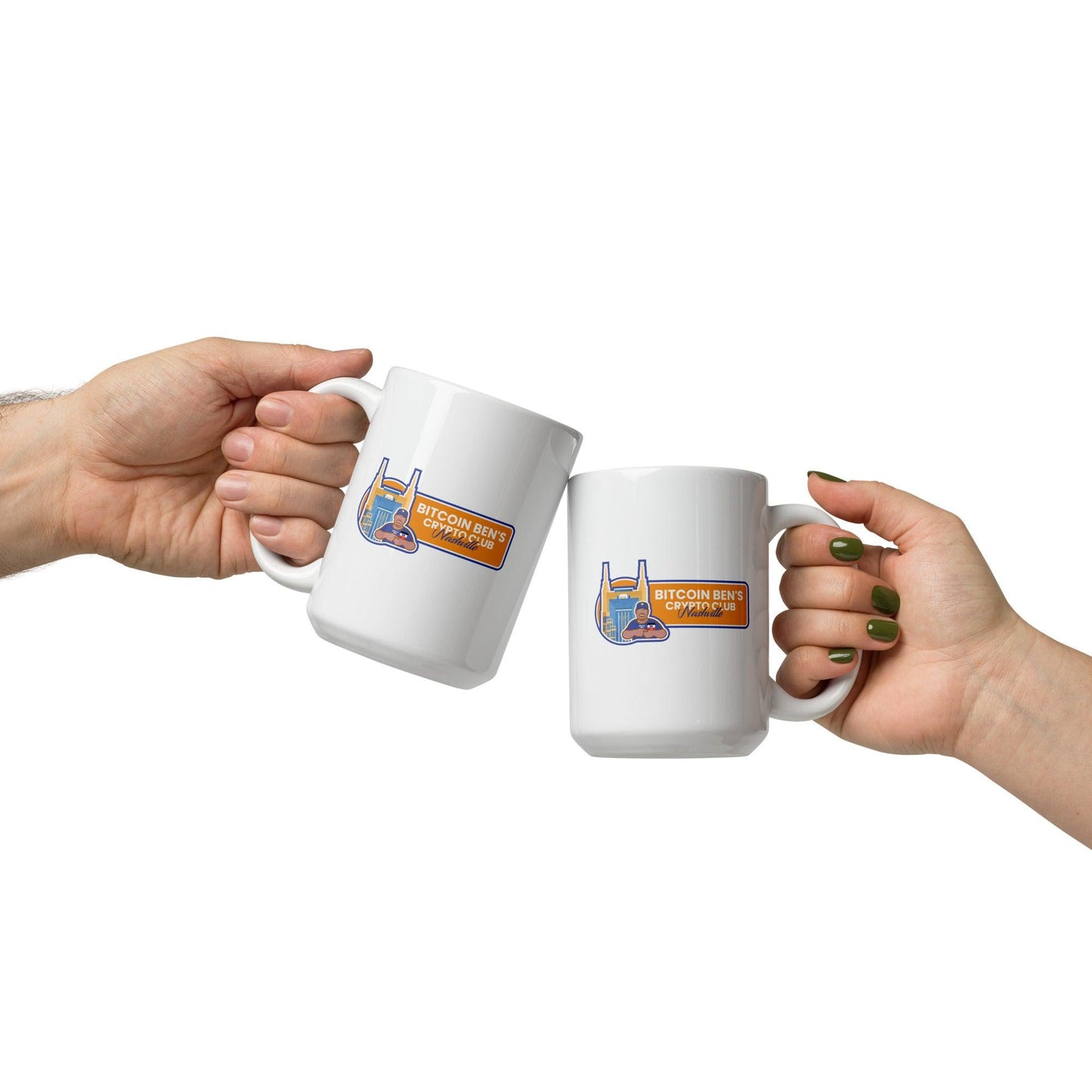 Bitcoin Ben Nashville Club White Glossy Mug FREE SHIPPING on BULK ORDER - Miniaday Designs, LLC.