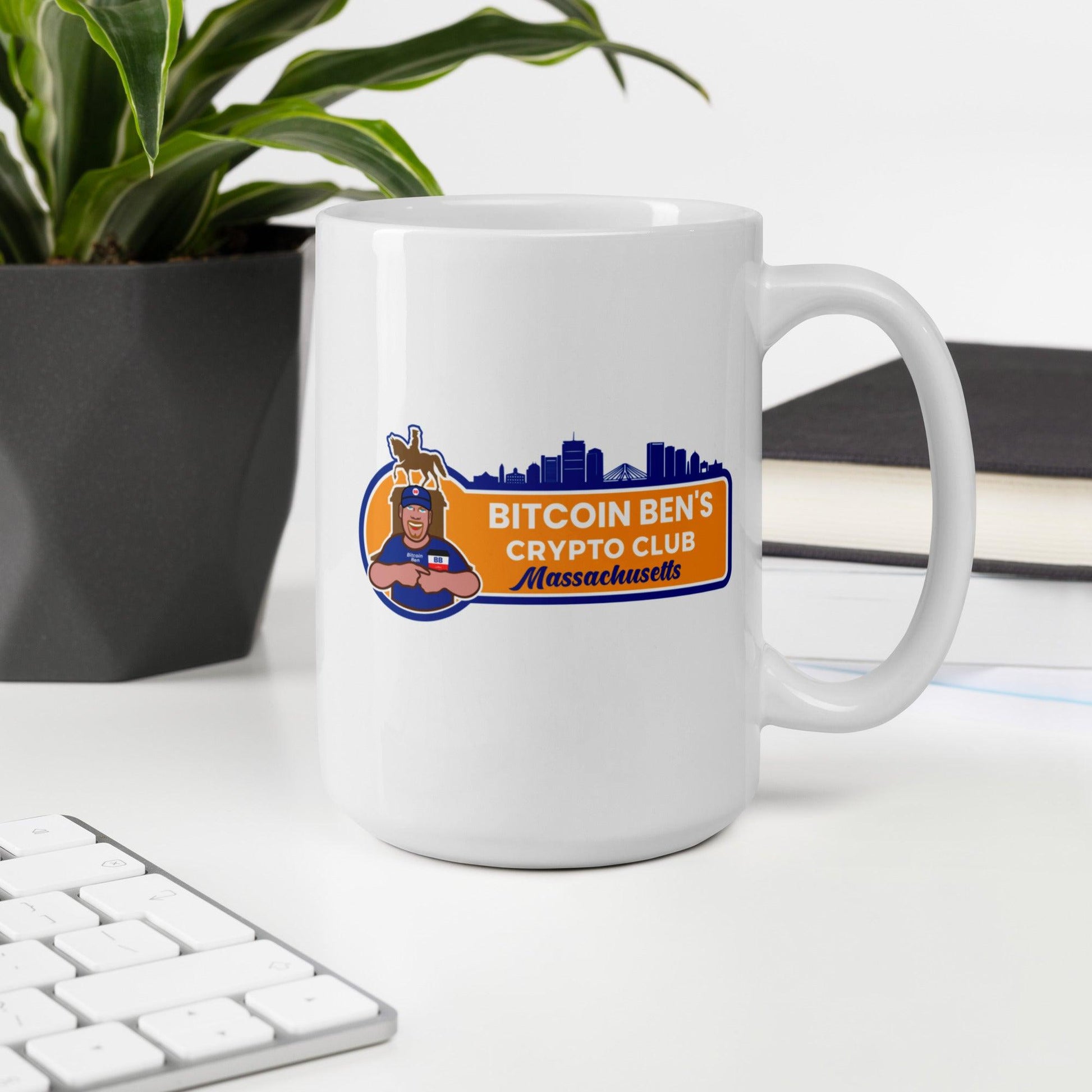 Bitcoin Ben Mass Club White Glossy Mug FREE SHIPPNG for BULK ORDER - Miniaday Designs, LLC.