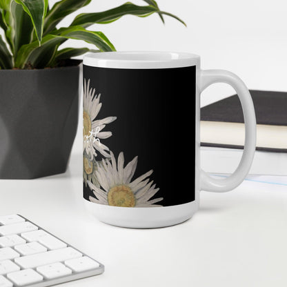 Daisy Reflection on Black White Mug Signed FREE SHIPPING for BULK ORDERS - Miniaday Designs, LLC.