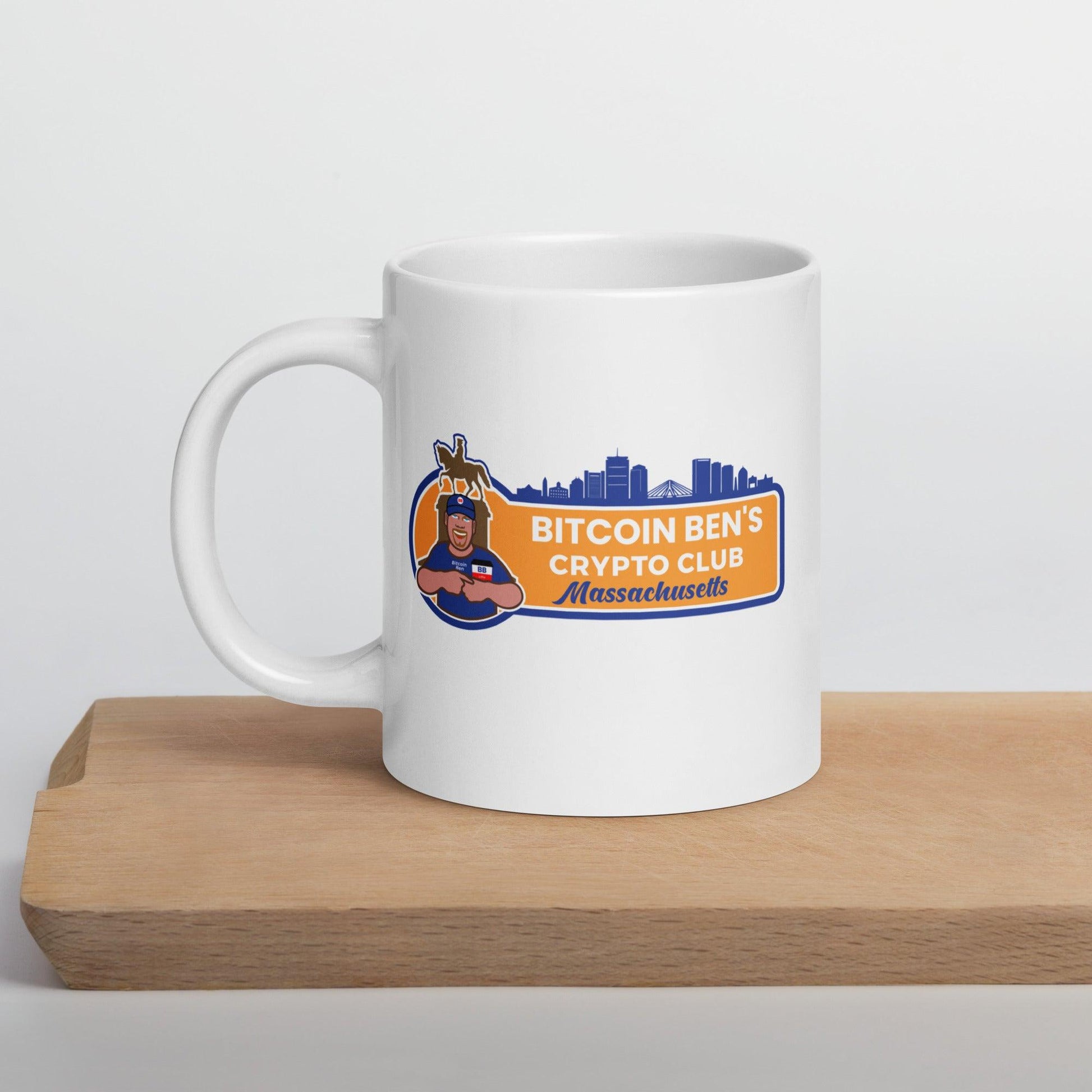 Bitcoin Ben Mass Club White Glossy Mug FREE SHIPPNG for BULK ORDER - Miniaday Designs, LLC.