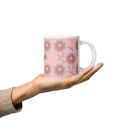 Pink Lotus Blossom White Glossy Mug FREE SHIPPING is Available for Bulk Orders - Miniaday Designs, LLC.