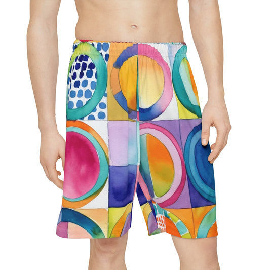 Vibrant Circle Mosaic Collection by Miniaday Designs, LLC. Men’s Sports Shorts (AOP) - Miniaday Designs, LLC.