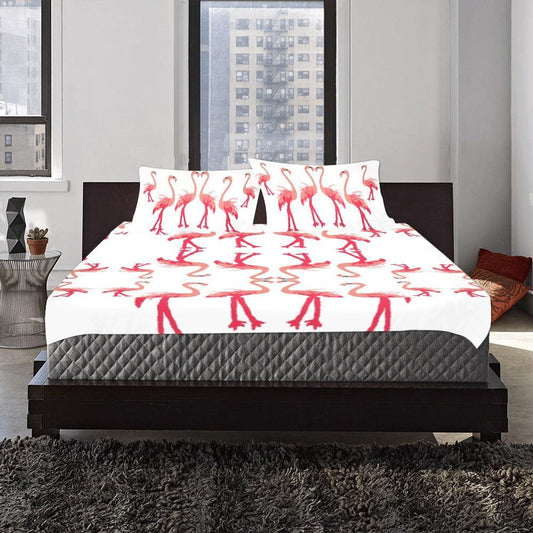 Miniaday Designs Fuschia Feathers Flamingo 3 x 3-Piece Bedding Set - Miniaday Designs, LLC.