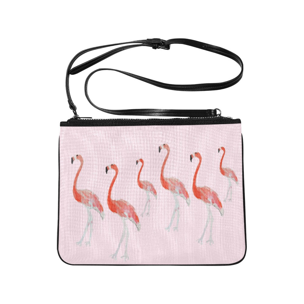 Bolso Clutch Slim Flamenco con fondo rosa (Modelo 1668) 