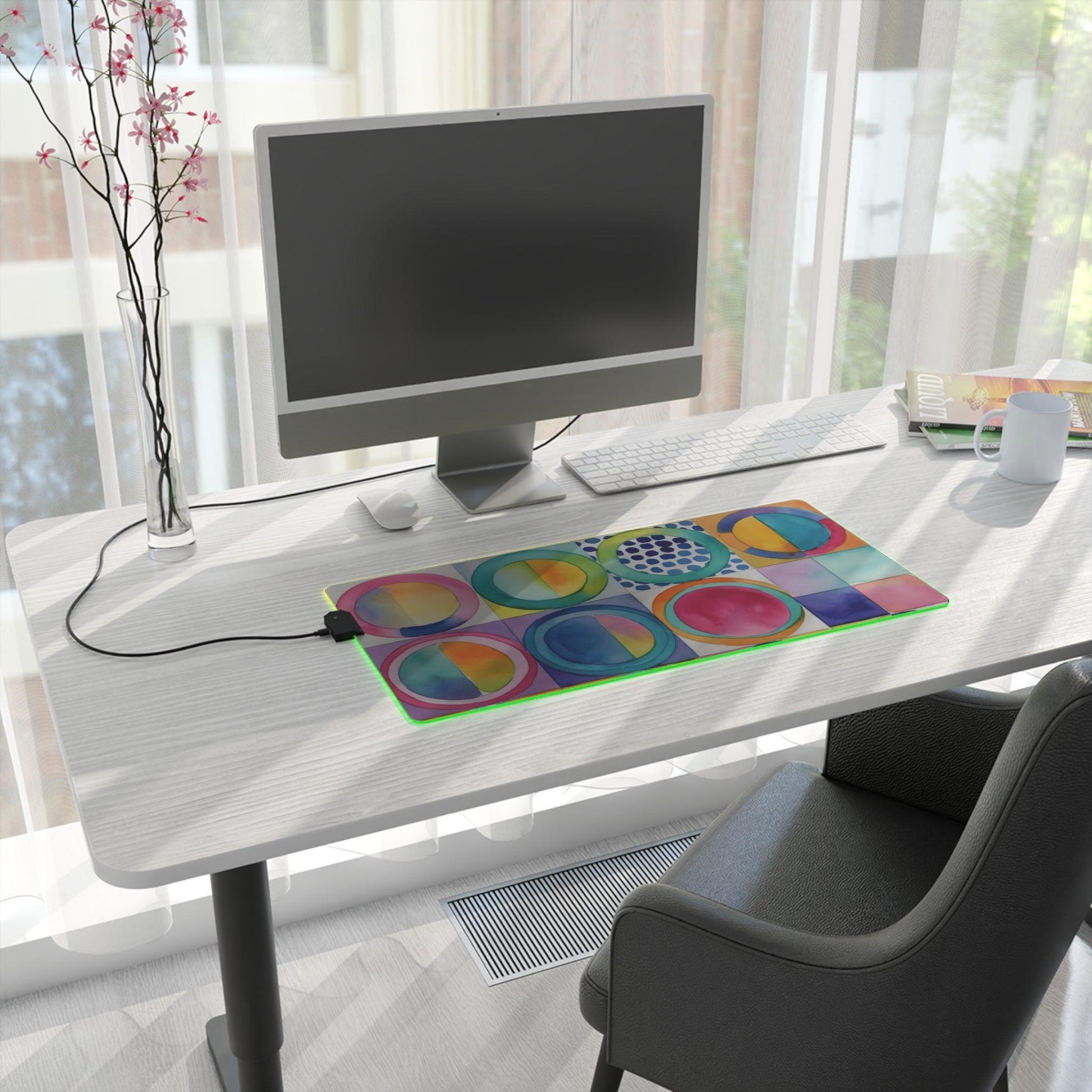 Vibrant Circle Mosaic Collection by Miniaday Designs, LLC. Circles LED Gaming Mouse Pad - Miniaday Designs, LLC.