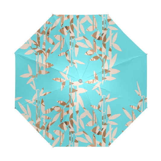 Miniaday Designs Reflective Bamboo on Teal Anti-UV Foldable Umbrella