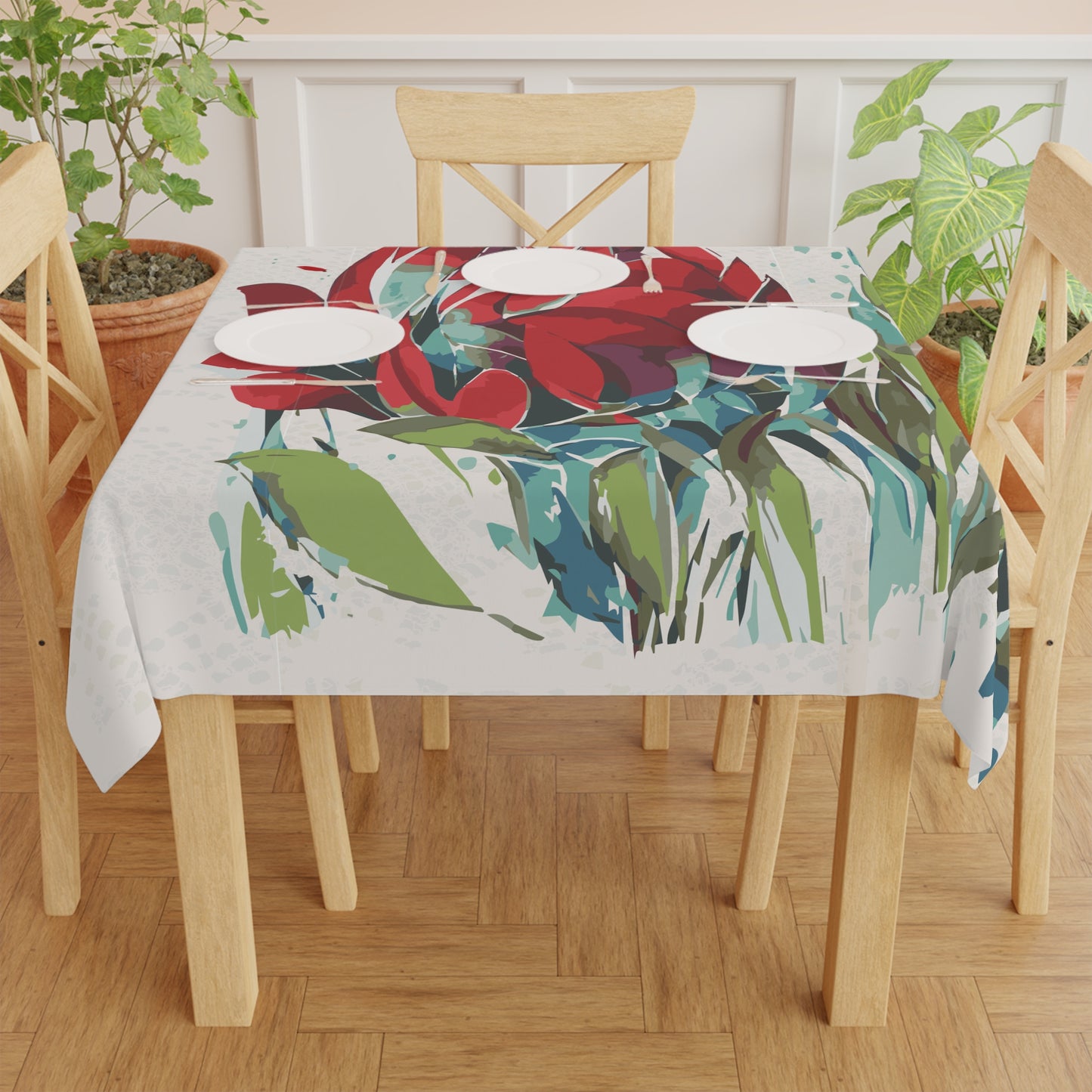 Maroon Bloom Elegance Collection by Miniaday Designs, LLC. Tablecloth (55.12" x 55.12") - Miniaday Designs, LLC.
