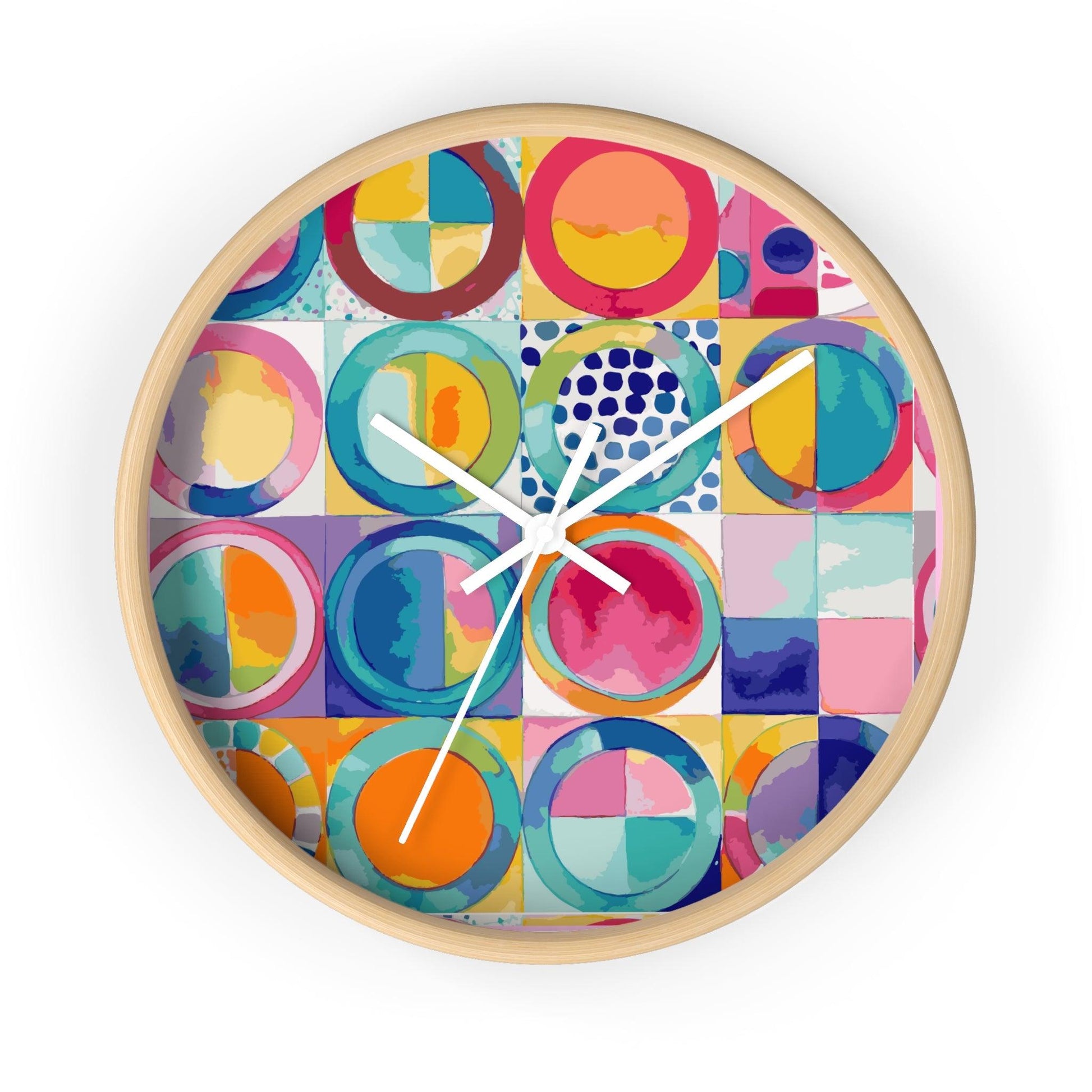 Vibrant Circle Mosaic Collection by Miniaday Designs, LLC. Wall Clock - Miniaday Designs, LLC.