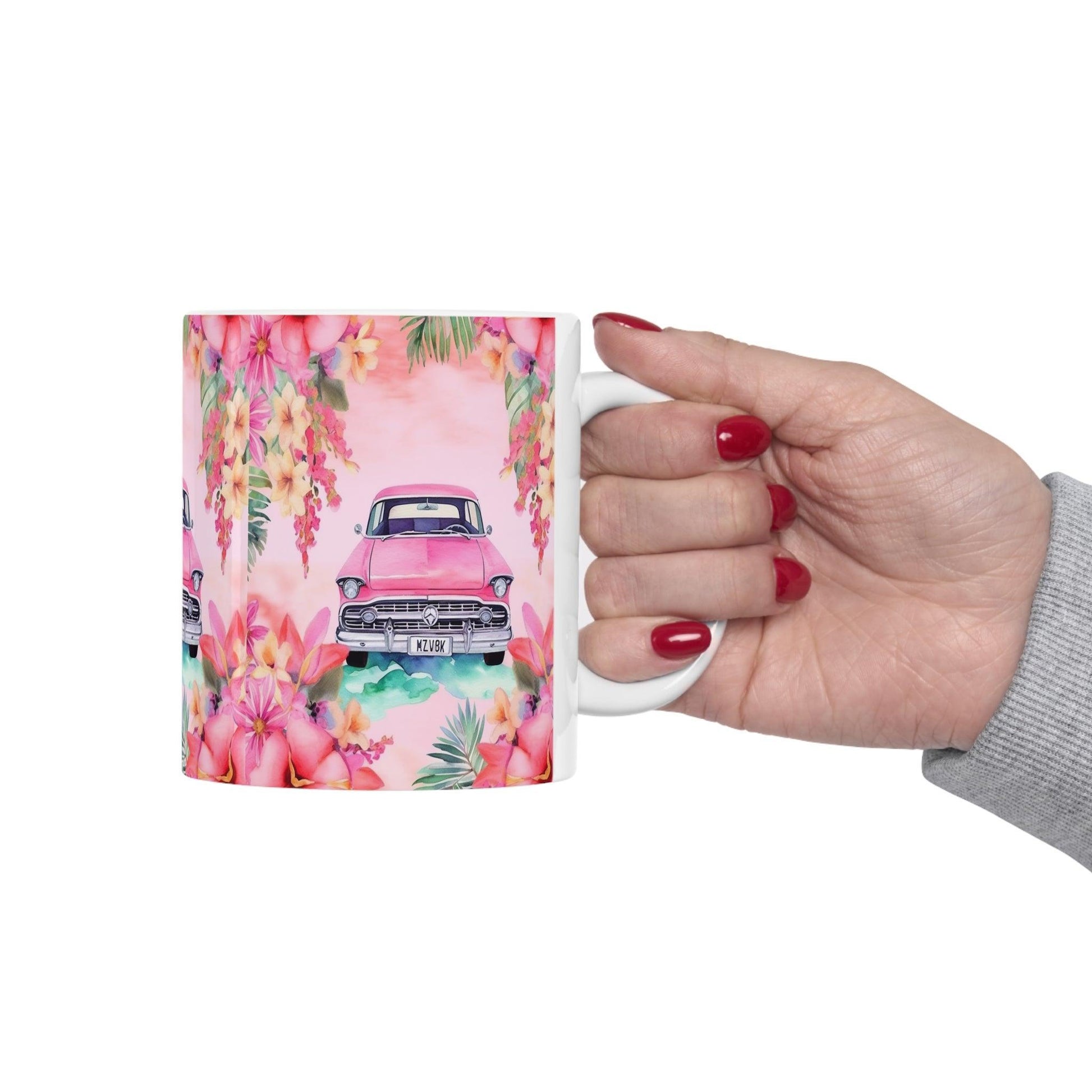 Pink Paradise Roadtrip Collection by Miniaday Designs, LLC. Ceramic Mug 11oz - Miniaday Designs, LLC.