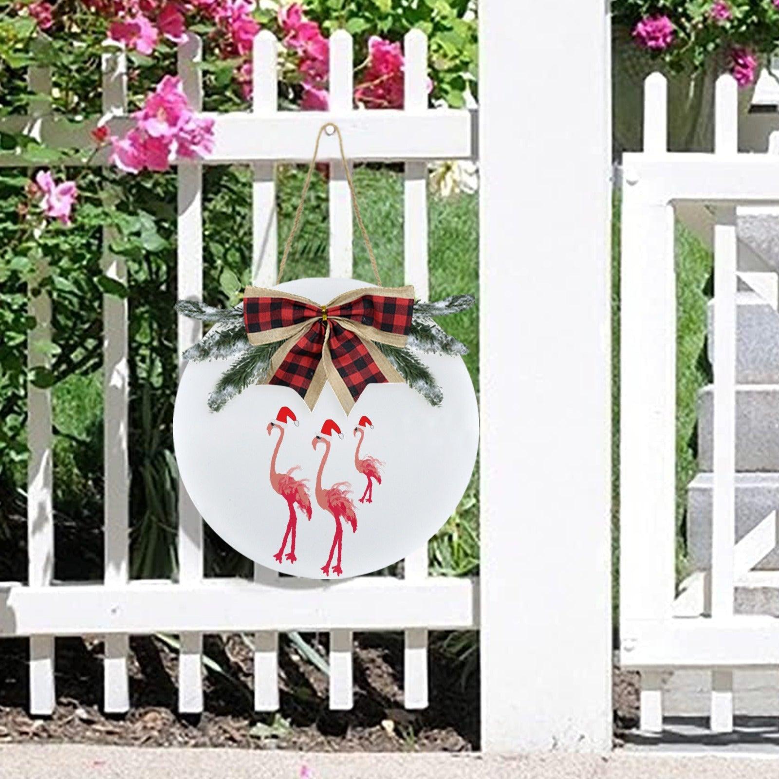 Miniaday Santa Flamingoes Christmas Door Hanger (11.8inch) - Miniaday Designs, LLC.