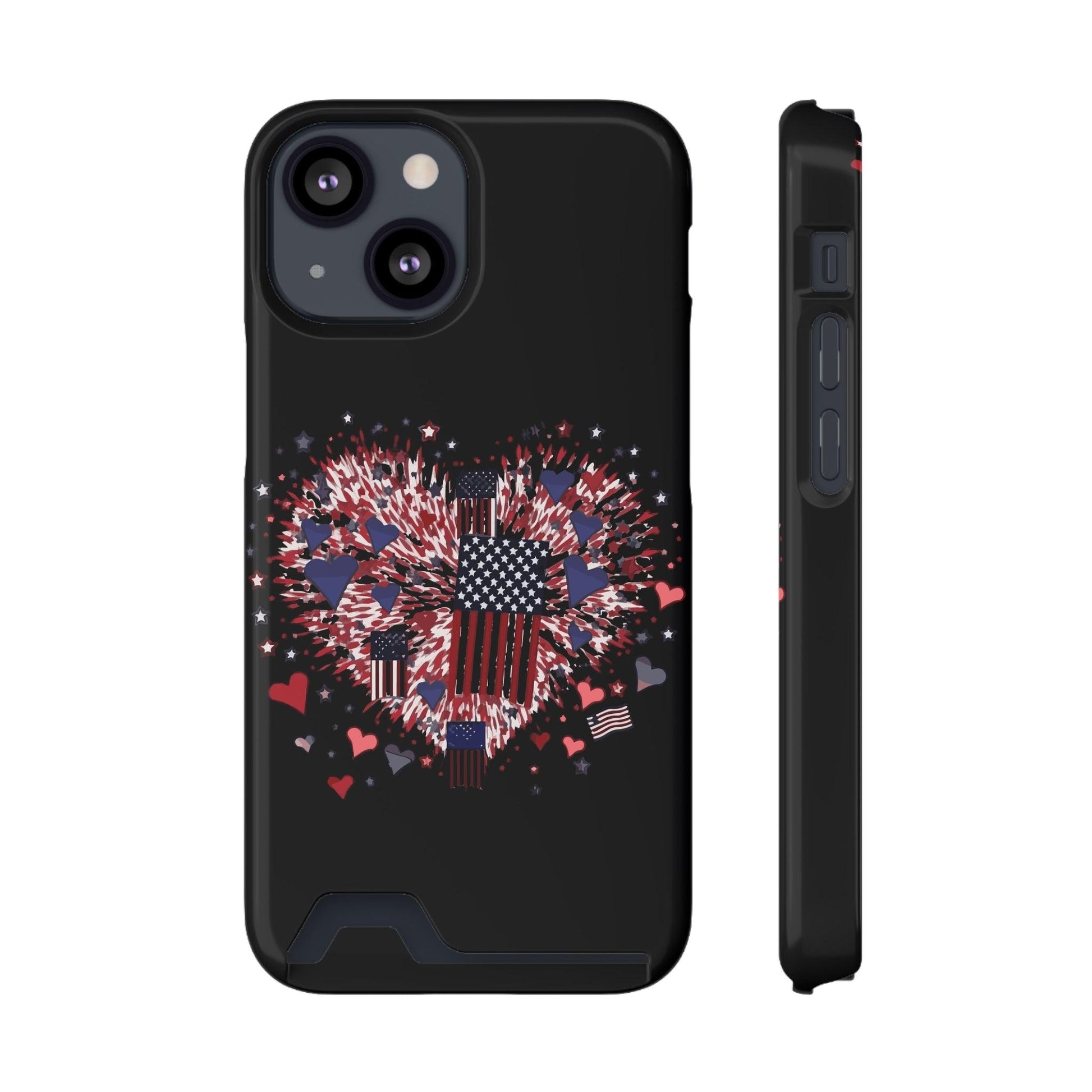 Patriotic Hearts of Valor Collection by Miniaday Designs, LLC. Phone Case With Card Holder - Miniaday Designs, LLC.