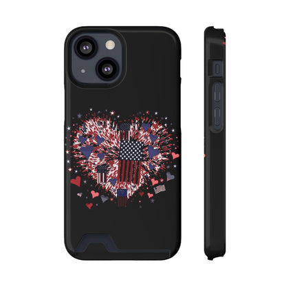 Patriotic Hearts of Valor Collection by Miniaday Designs, LLC. Phone Case With Card Holder - Miniaday Designs, LLC.