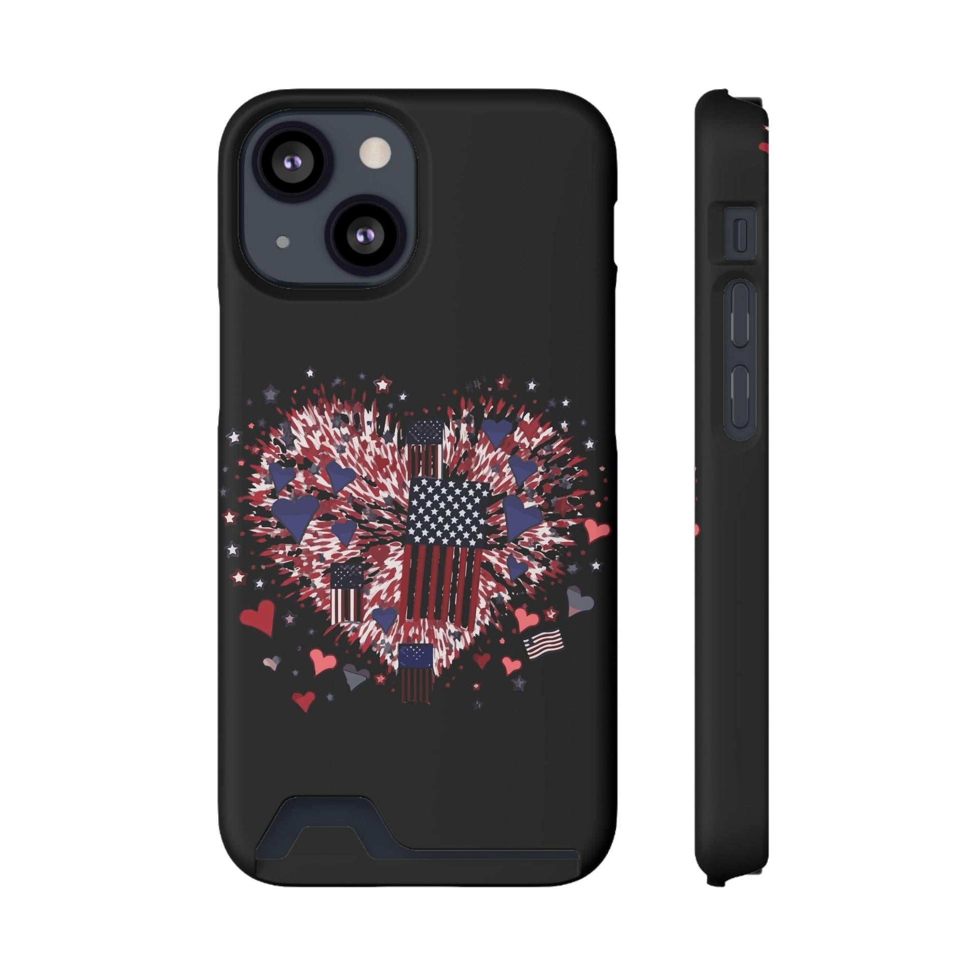 Patriotic Hearts of Valor Collection by Miniaday Designs, LLC. Phone Case With Card Holder - Miniaday Designs, LLC.