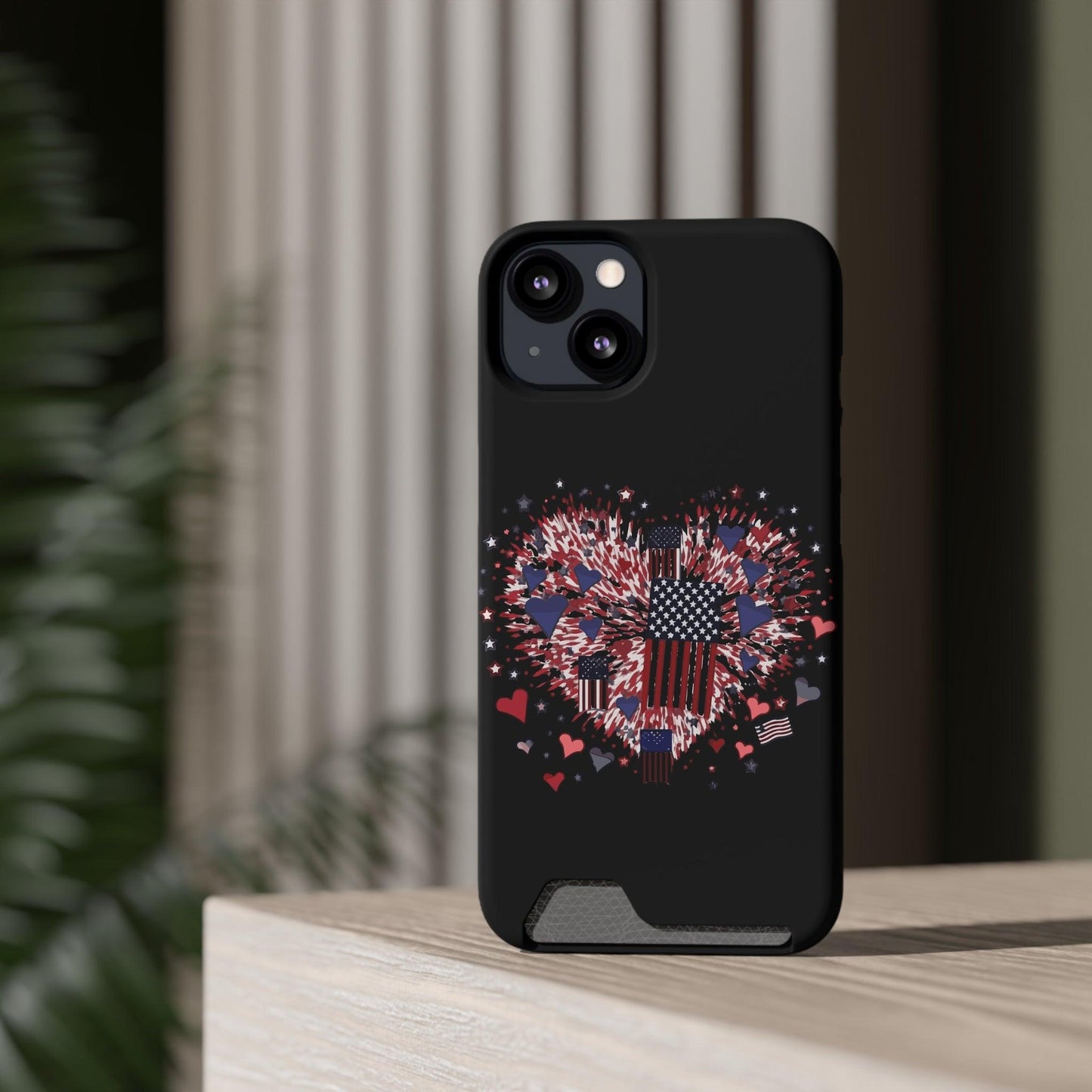 Patriotic Hearts of Valor Collection by Miniaday Designs, LLC. Phone Case With Card Holder - Miniaday Designs, LLC.