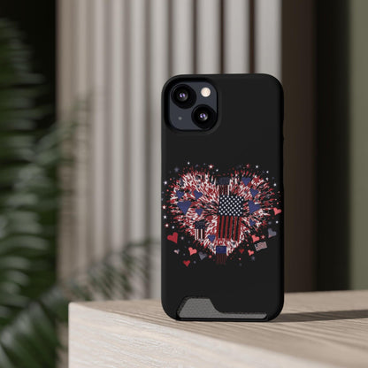 Patriotic Hearts of Valor Collection by Miniaday Designs, LLC. Phone Case With Card Holder - Miniaday Designs, LLC.