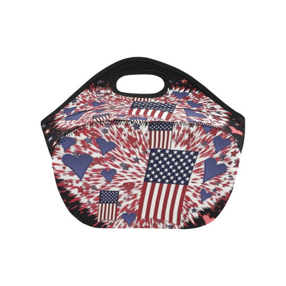 Miniaday Designs Patriotic Hearts Gourmet Neoprene Lunch Bag - Miniaday Designs, LLC.