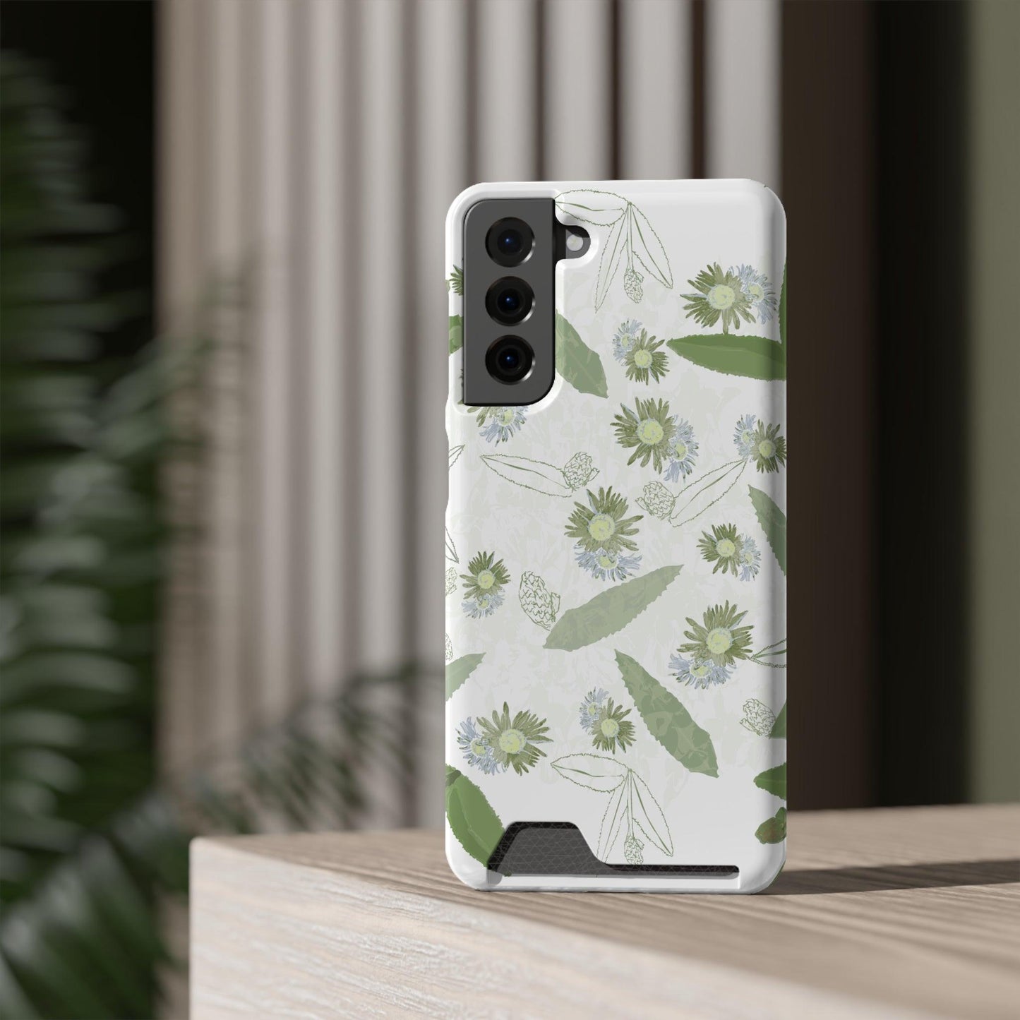 Serene Botanical Harmony Collection by Miniaday Designs, LLC. Phone Case With Card Holder - Miniaday Designs, LLC.