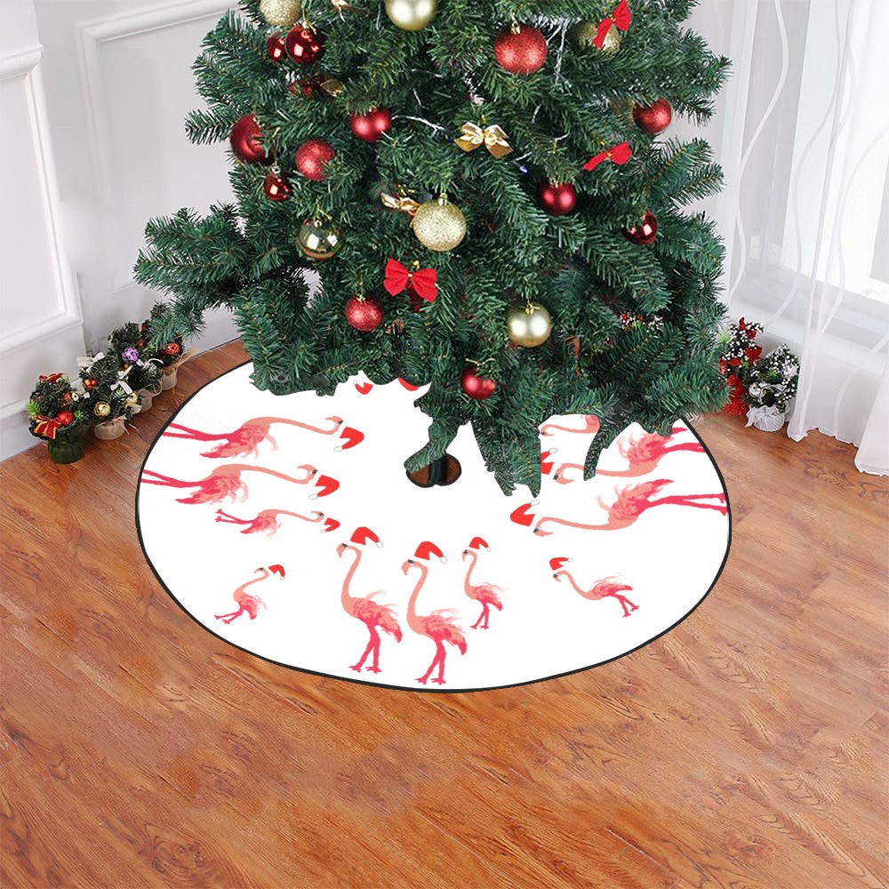 Miniaday Designs Santa Flamingoes Christmas Tree Skirt 47" x 47" - Miniaday Designs, LLC.
