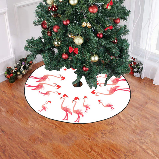 Miniaday Designs Santa Flamingoes Christmas Tree Skirt 47" x 47" - Miniaday Designs, LLC.